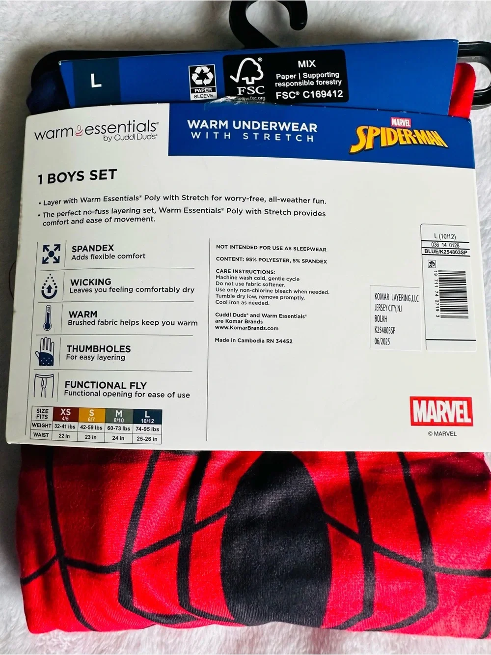Cuddl Duds Blue and Red Spider Kids Pajama Set